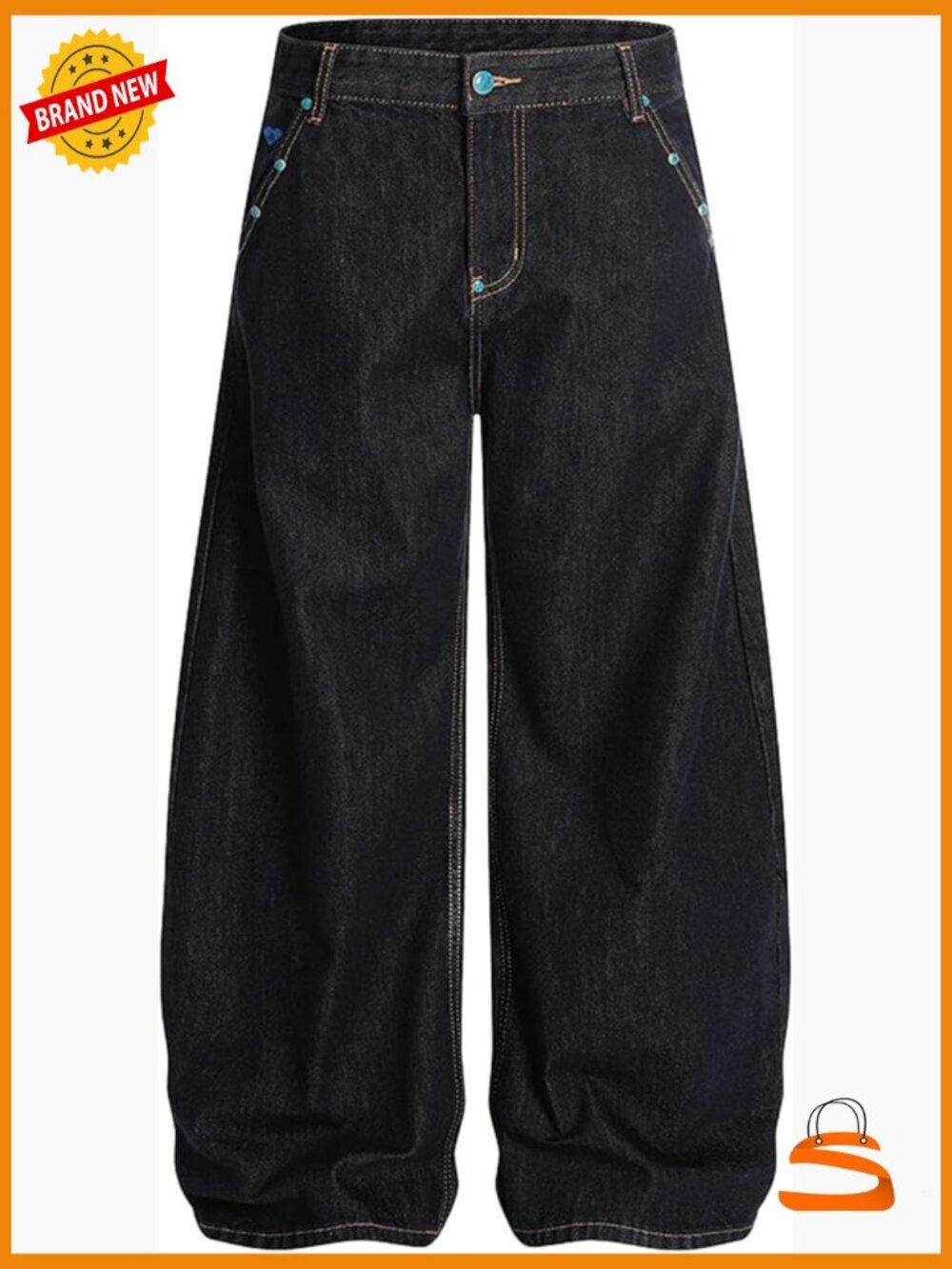 Baggy Jeans for Women Vintage Rivet Barrel High Waisted Wide Leg Y2k Streetwear
